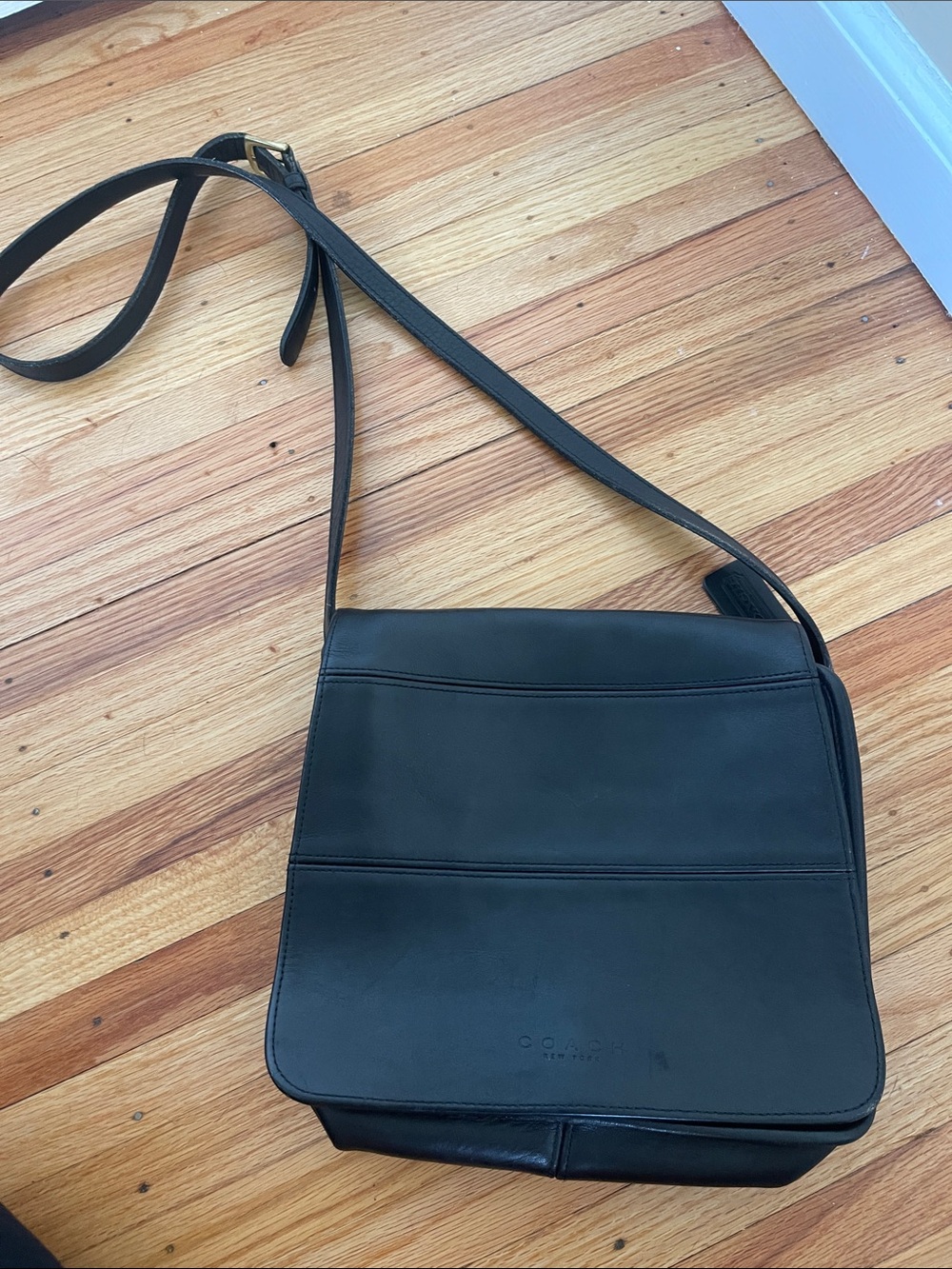 Coach Black Leather Crossbody Bag with Adjustable Strap